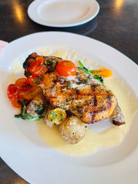 Close-up of food in plate on table