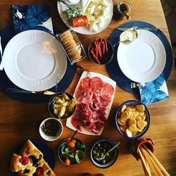 Directly above shot of food on table