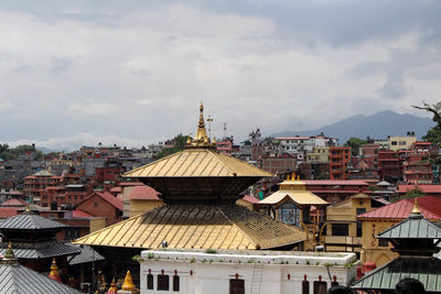 High angle view of townscape against sky