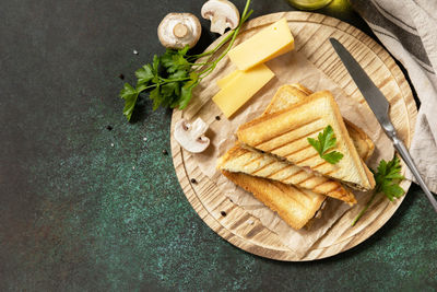 High angle view of food on table