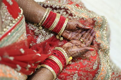 Close-up of hands of bride