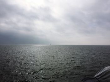 Scenic view of sea against cloudy sky