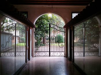 Closed gate at building