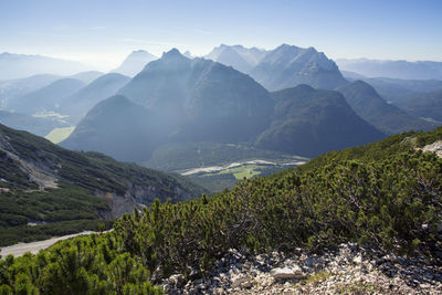 Scenic view of mountains against sky