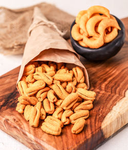 Close-up of food on cutting board