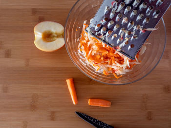 High angle view of food on table
