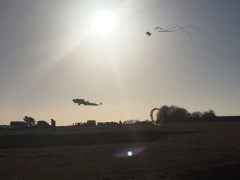 Sun shining through airplane