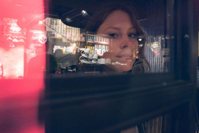 Portrait of woman in restaurant