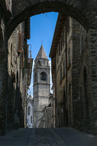 Exterior of historic building against clear sky