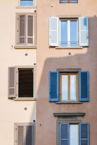 Low angle view of windows on building