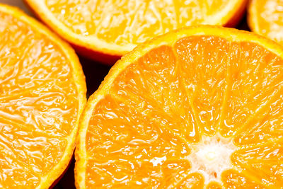 Close-up of halved oranges