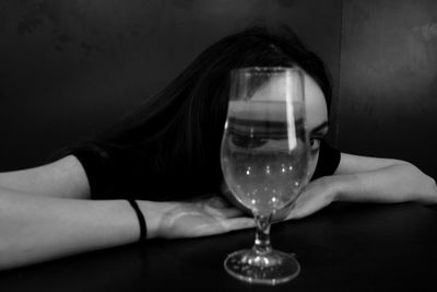 Portrait of woman holding glass