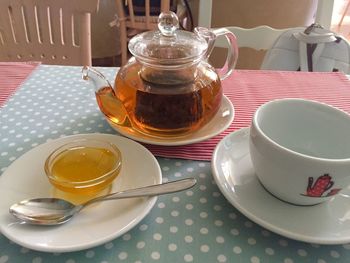 Tea cup on table