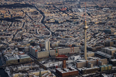 Aerial view of berlin in winter