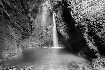 Low angle view of waterfall