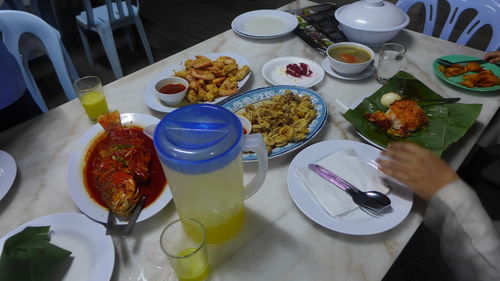 Close-up of meal served in plate