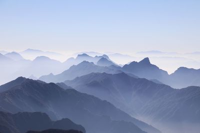 Scenic view of mountains against clear sky