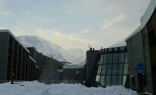 Snow covered mountain against sky