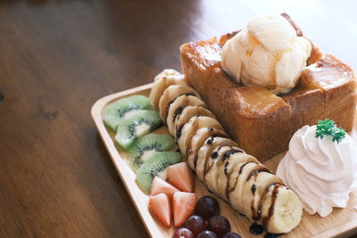 Close-up of dessert in plate on table