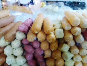 Full frame shot of eggs in container