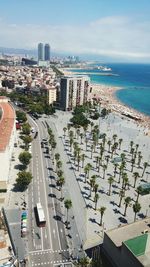 View of cityscape with sea in background