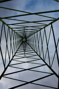 Low angle view of metallic structure against sky