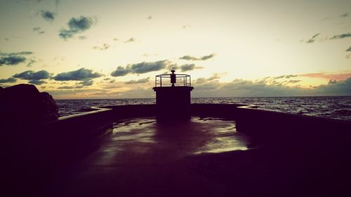 Scenic view of sea at sunset