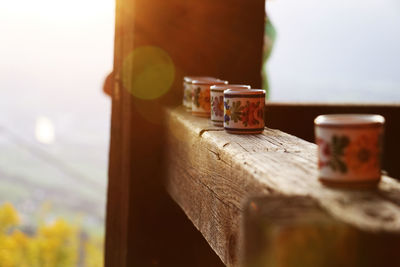 Close-up of glass of jar on table