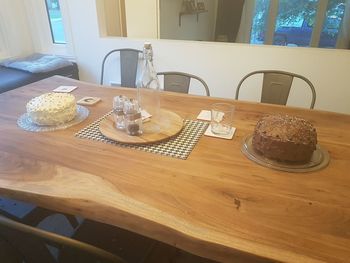 High angle view of cake on table