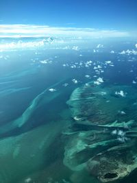 Aerial view of caribbean sea against sky