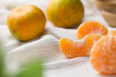 Close-up of orange fruits on table