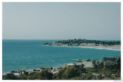 Scenic view of sea against clear sky