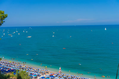 High angle view of people on beach