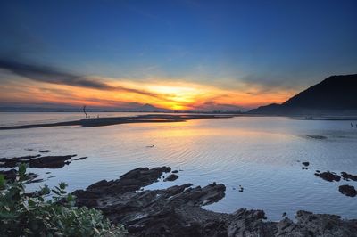 Scenic view of sea against sky during sunset