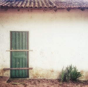 Closed door of house