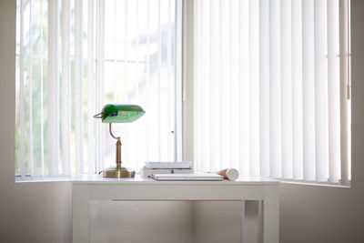 Home office desk with a law library lamp