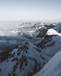 Scenic view of sea against clear sky during winter