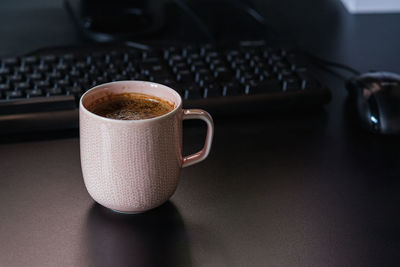 Cup of coffee on desk