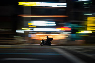 Blurred motion of city street at night