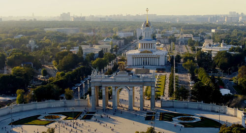 High angle view of buildings in city