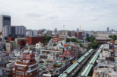 High angle view of cityscape against sky