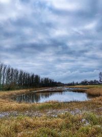 Scenic view of lake against sky