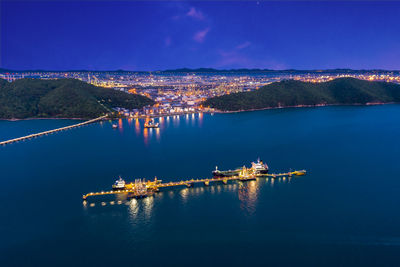 Scenic view of sea against sky at night