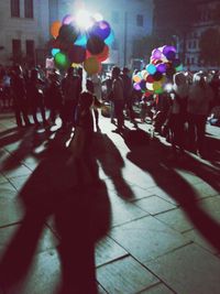 People walking on city street