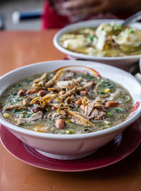 Close-up of soup in bowl