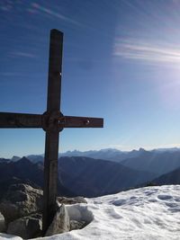 Scenic view of mountains against sky during winter