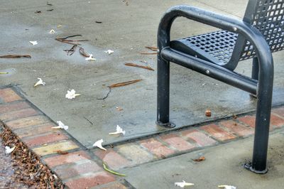 Empty benches in the dark