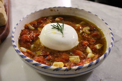 Close-up of food in bowl on table