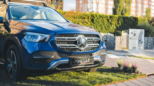 View of car parked in city