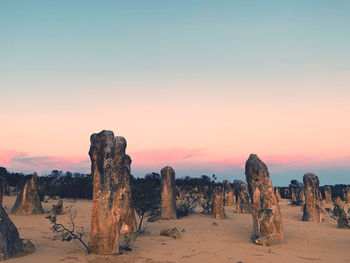 View of rocks at sunset
